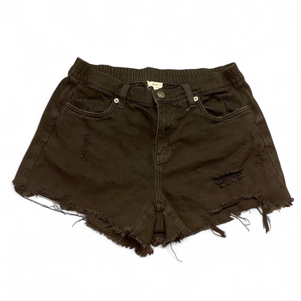 Aerie Black Jean Shorts Distressed Cut-Off Style
